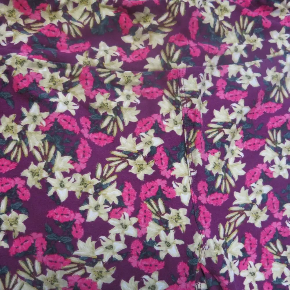 LULAROE Leggings One Size Women Floral Pink Multicolor Athleisure Casual Comfort